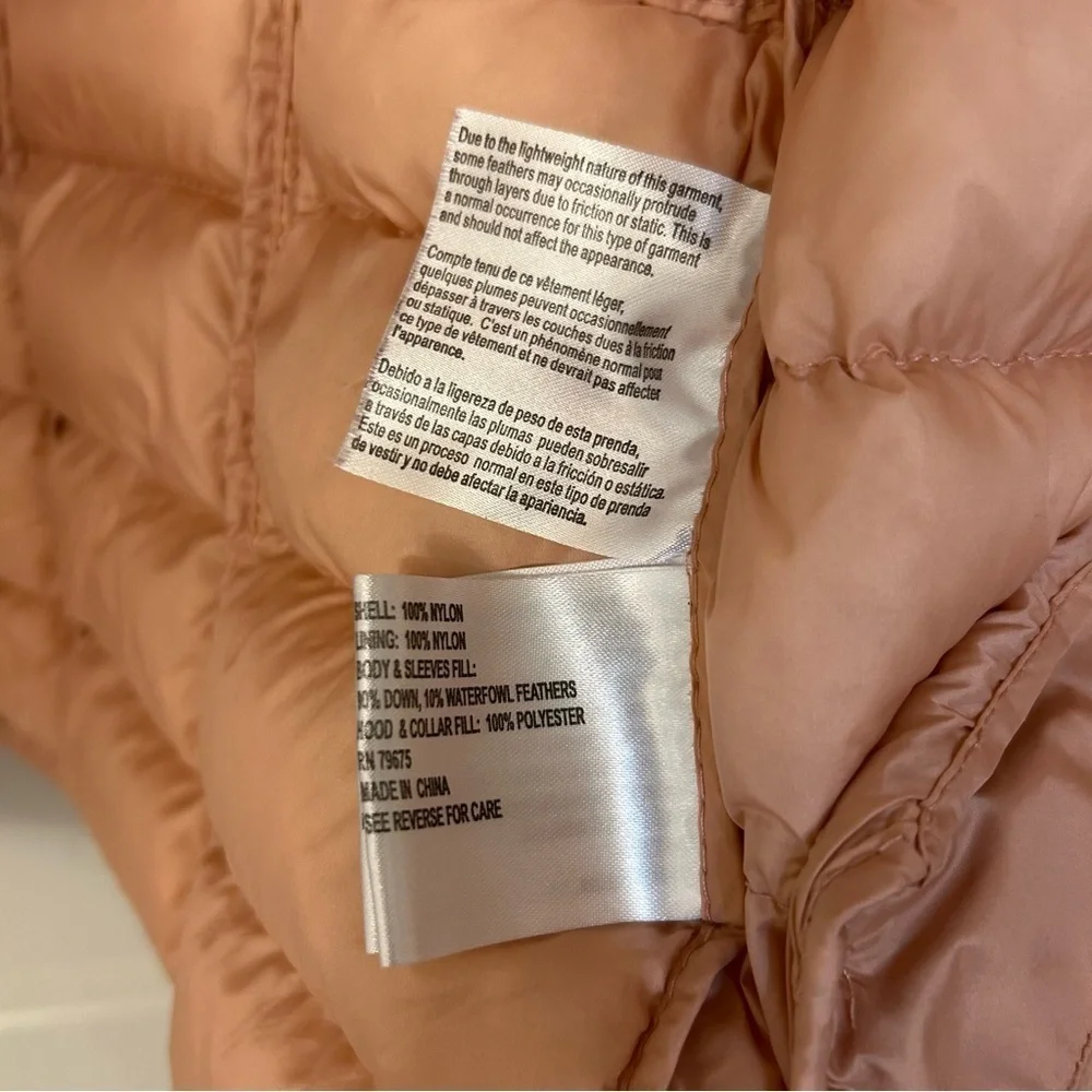 Michael Kors Quilted Packable Down Fill Coat w/ removable hood in Pink Size S